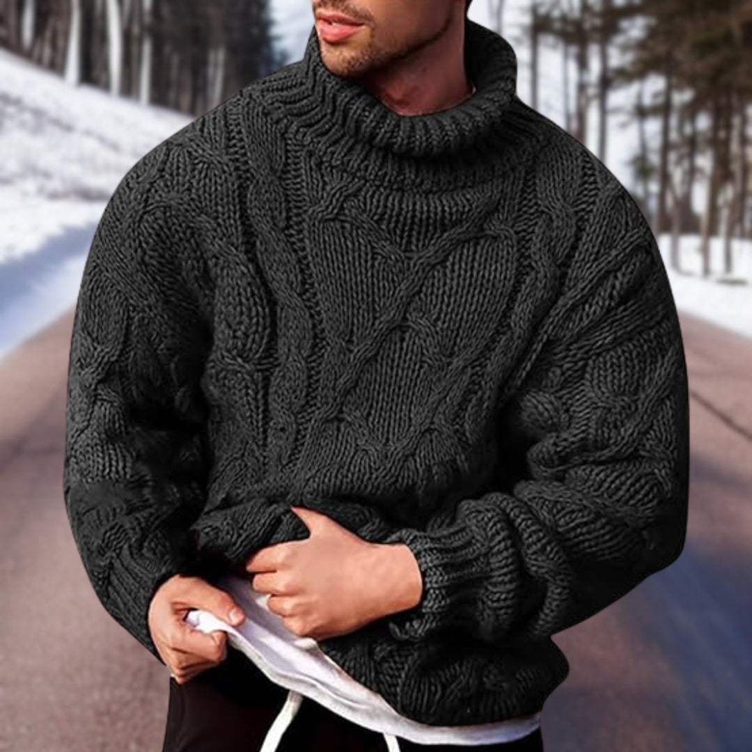 Jay | Men's Turtleneck Cable Knit Sweater - Image 1