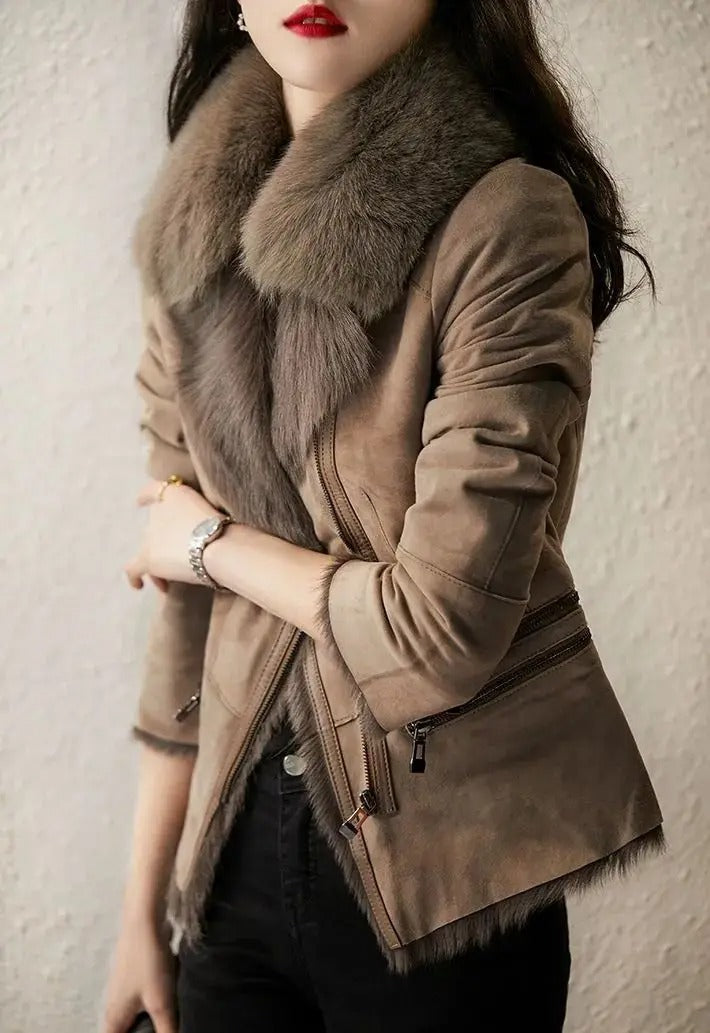 Shelby | Women's Fur Collar Zip Up Jacket - Image 3