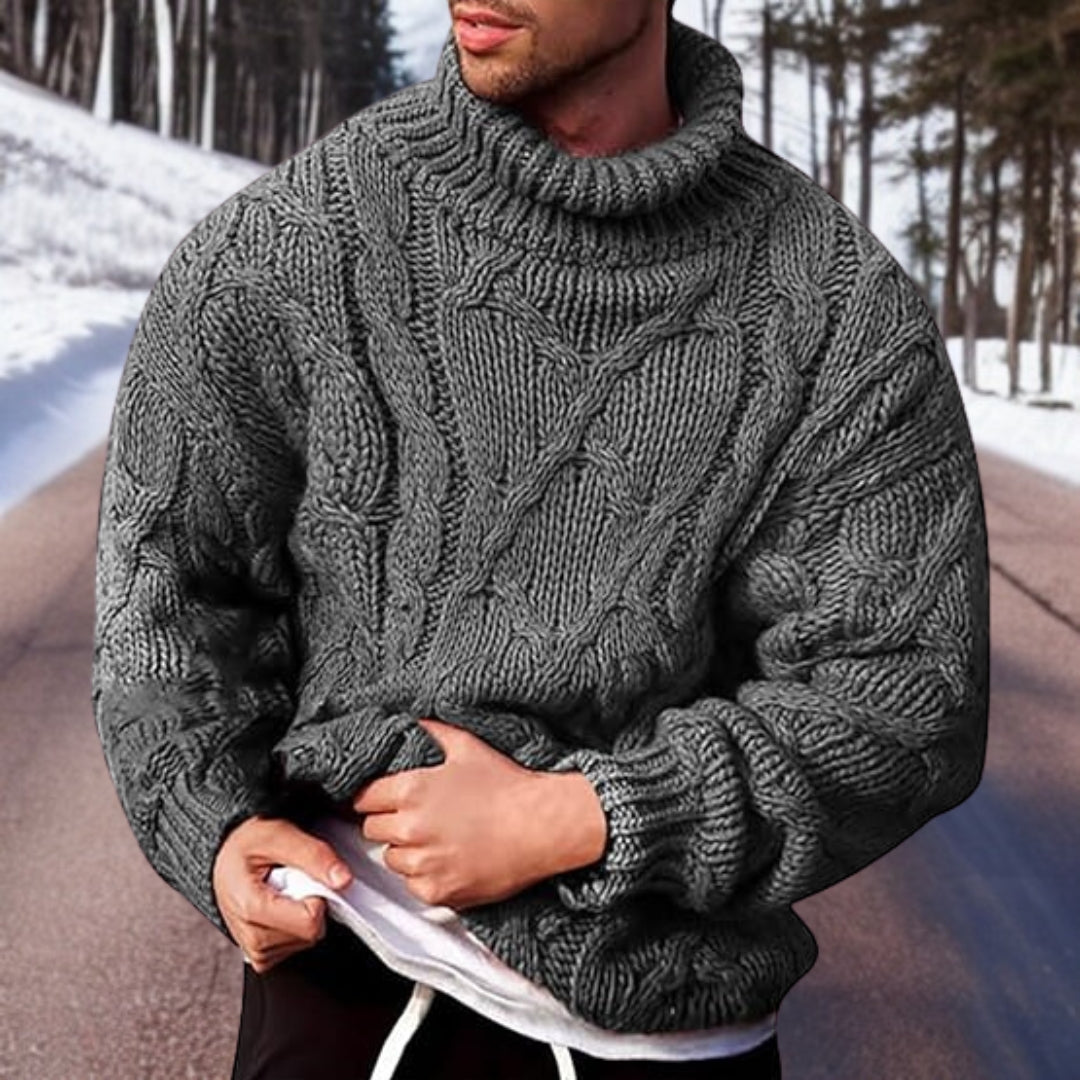 Jay | Men's Turtleneck Cable Knit Sweater - Image 2