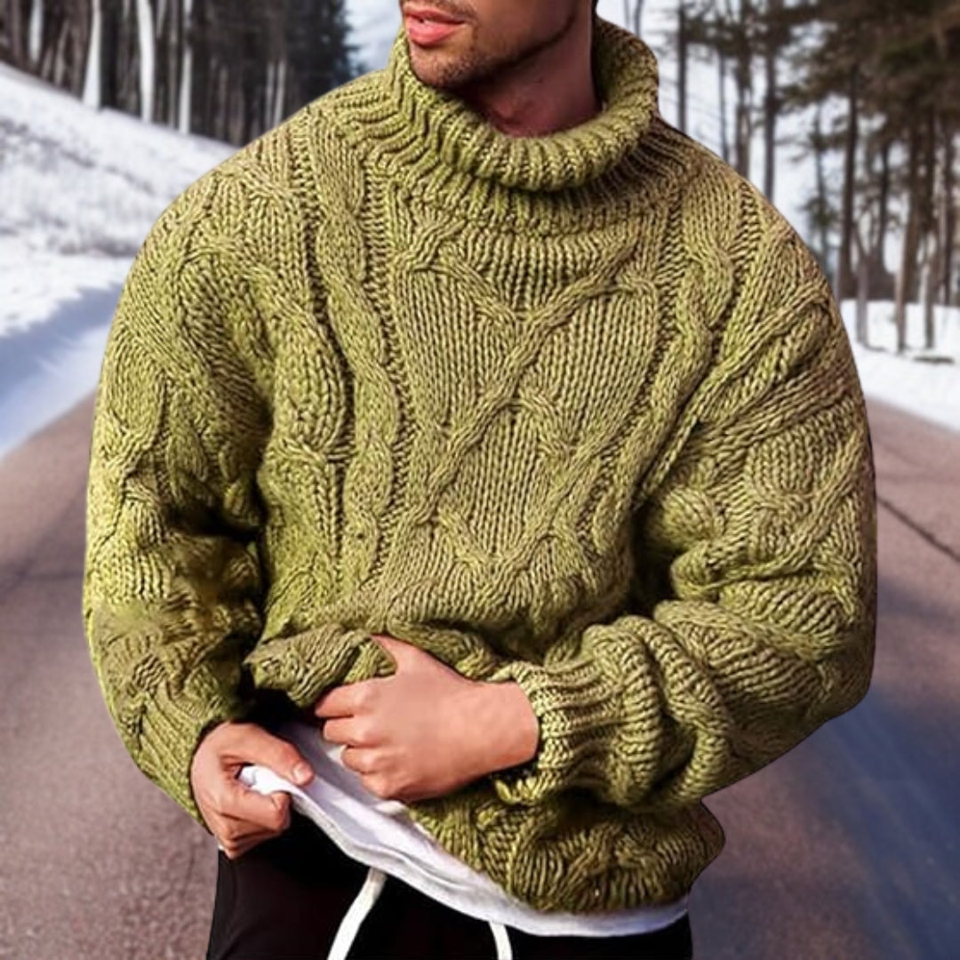 Jay | Men's Turtleneck Cable Knit Sweater - Image 3