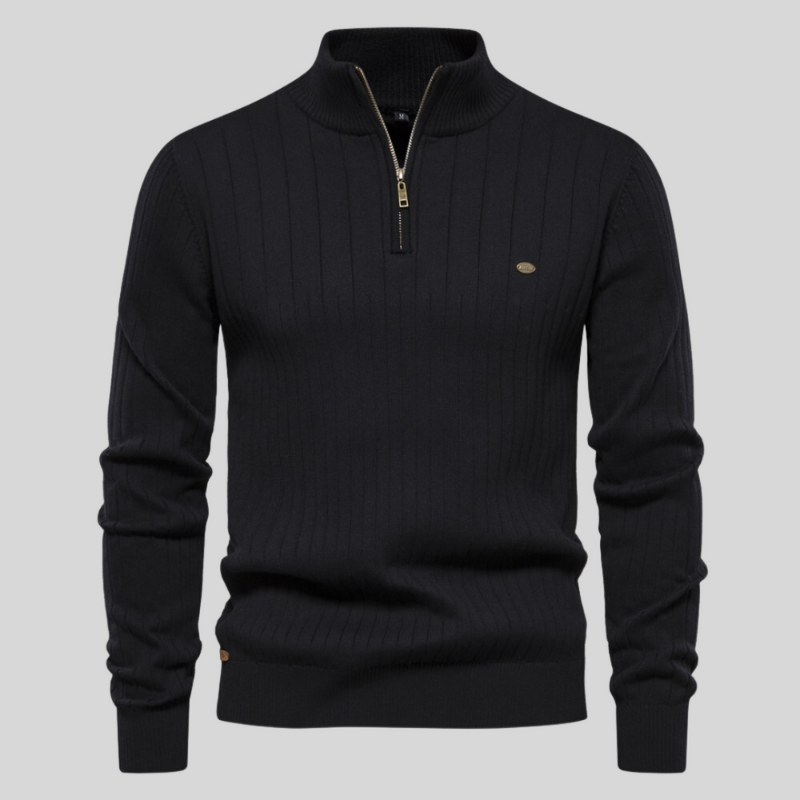 Ronald | Men's Quarter Zip Ribbed Sweater - Image 2