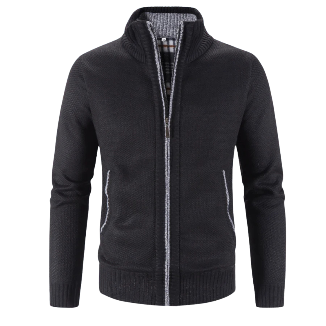 Ronald | Men's Full Zip Stand Collar Sweater - Image 4
