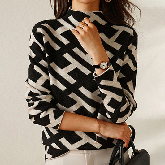 Roberta | Women's Long Sleeve Geometric Print Sweater - Image 1