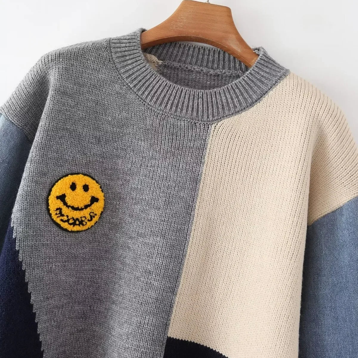 Pamela | Women's Color Block Denim Sleeve Sweater - Image 4