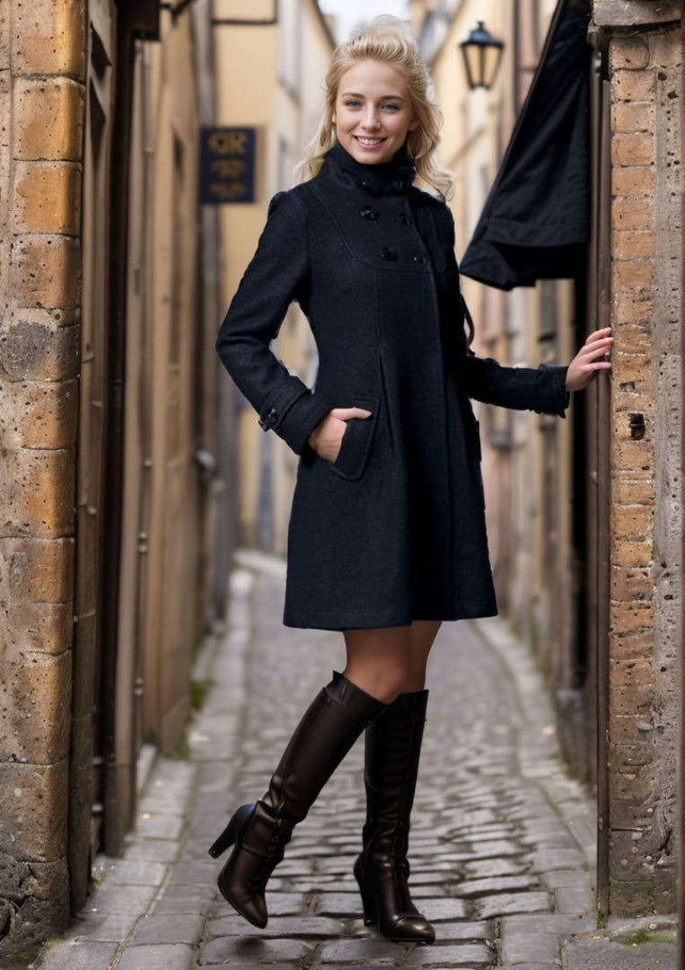 Sage | Women's Hooded A-Line Coat - Image 4