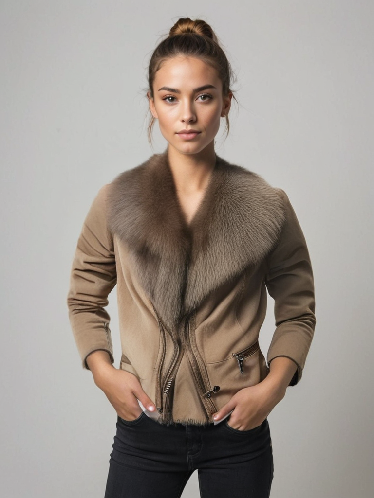 Shelby | Women's Fur Collar Zip Up Jacket - Image 8