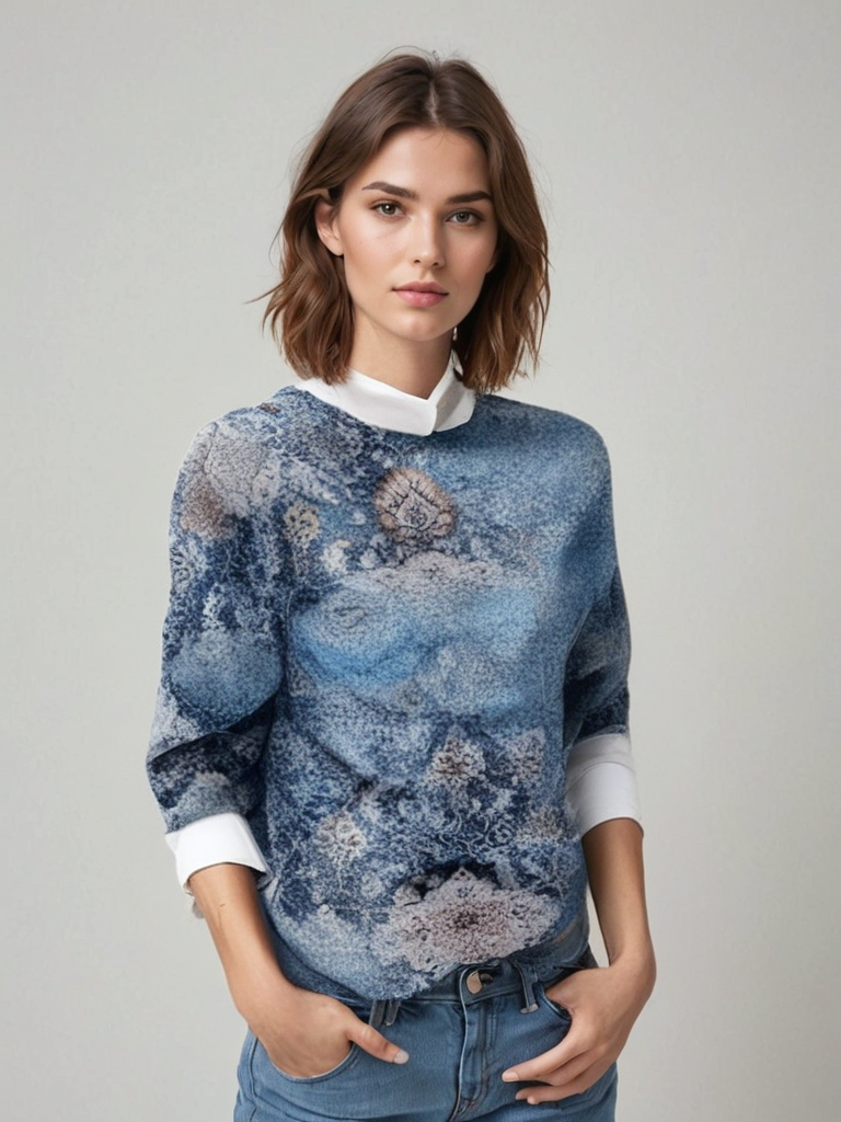 Gloria | Women's Printed Crewneck Long Sleeve Sweater - Image 3
