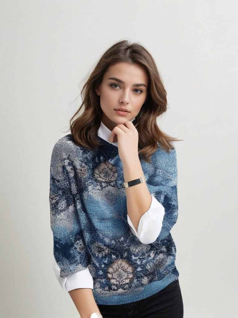 Gloria | Women's Printed Crewneck Long Sleeve Sweater - Image 4