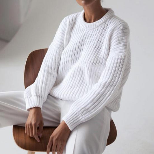 Olivia | Women's Oversized Crew Neck Pullover Sweater - Image 1