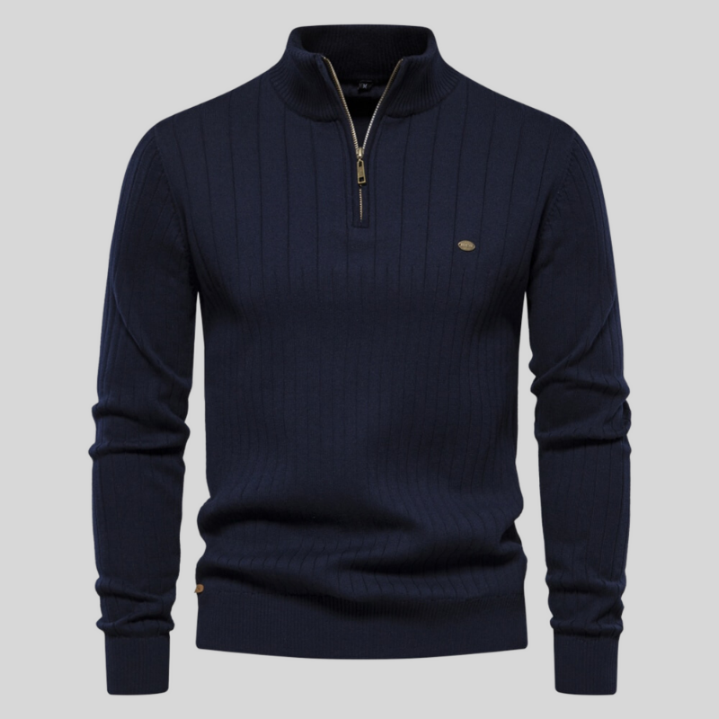 Ronald | Men's Quarter Zip Ribbed Sweater - Image 3