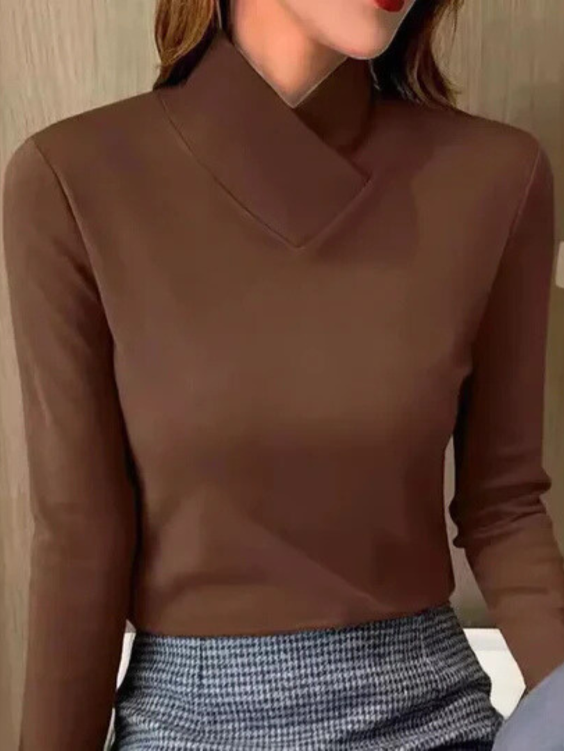 Cynthia | Women's Fitted Mock Neck Long Sleeve Top - Image 5