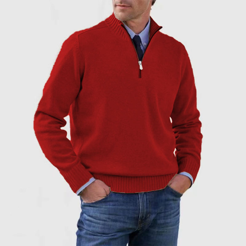 Dallas | Men's Quarter Zip Ribbed Knit Sweater - Image 1