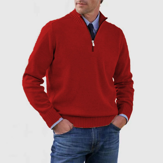 Dallas | Men's Quarter Zip Ribbed Knit Sweater - Image 1