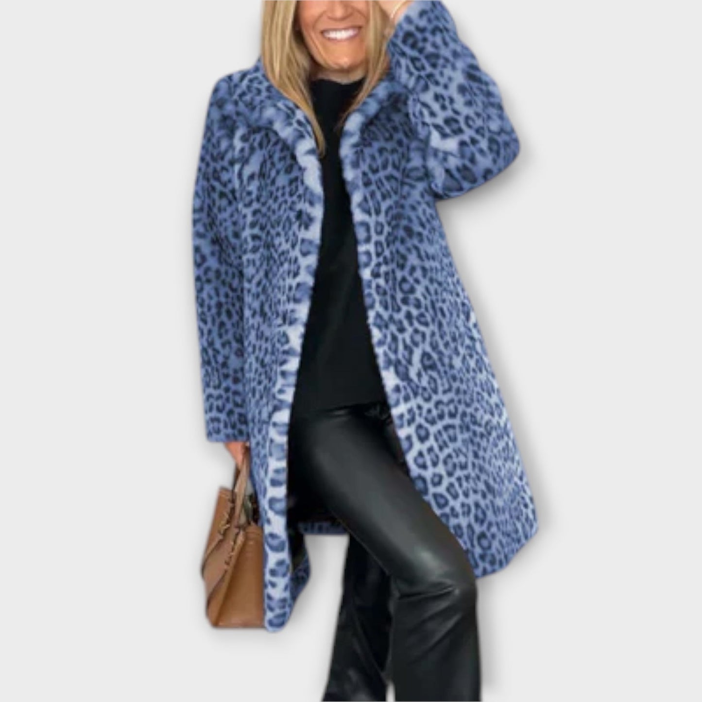 Fern | Women's Long Leopard Print Coat - Image 3
