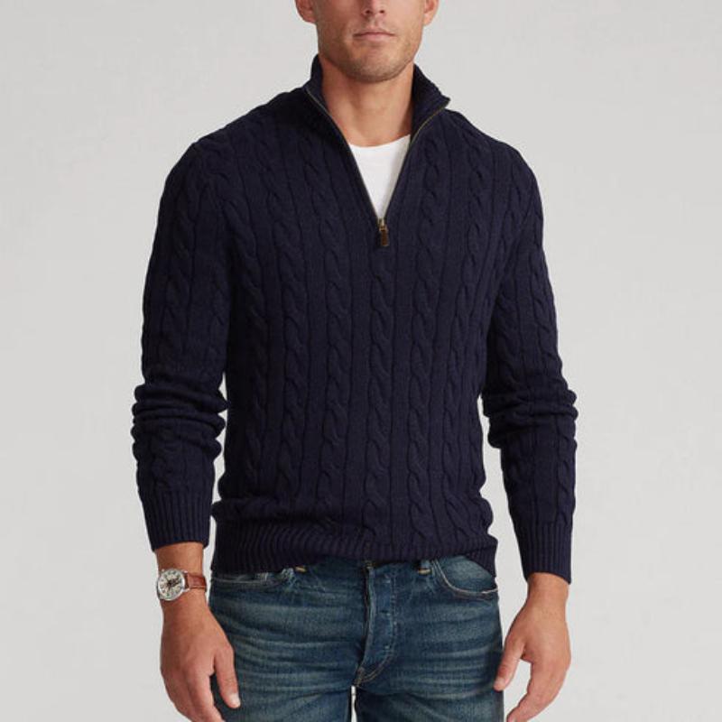 Elijah | Men's Quarter-Zip Cable Knit Sweater - Image 4