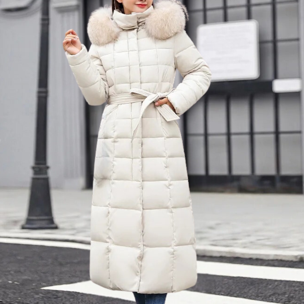 Mae | Women's Belted Long Puffer Coat - Image 5