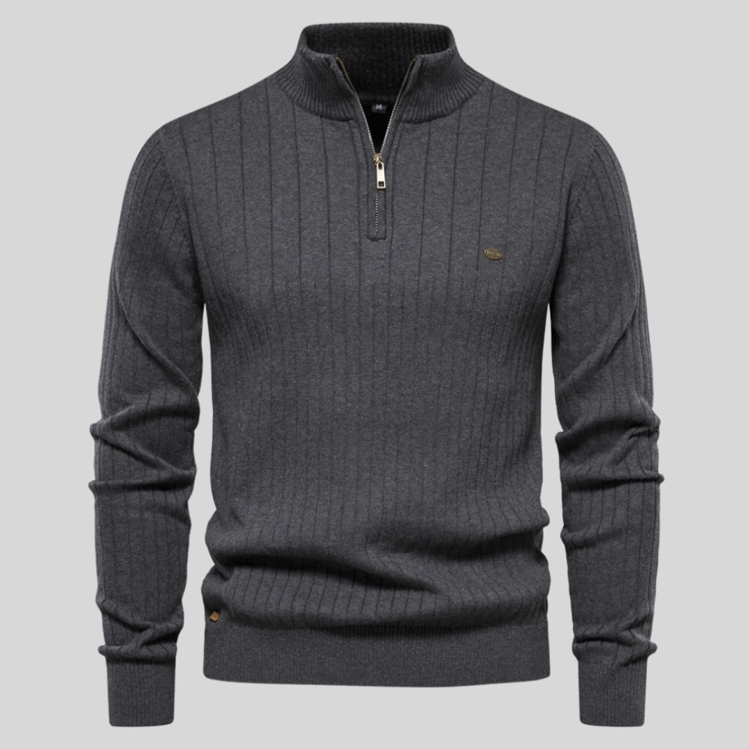 George | Men's Quarter Zip Ribbed Sweater - Image 7