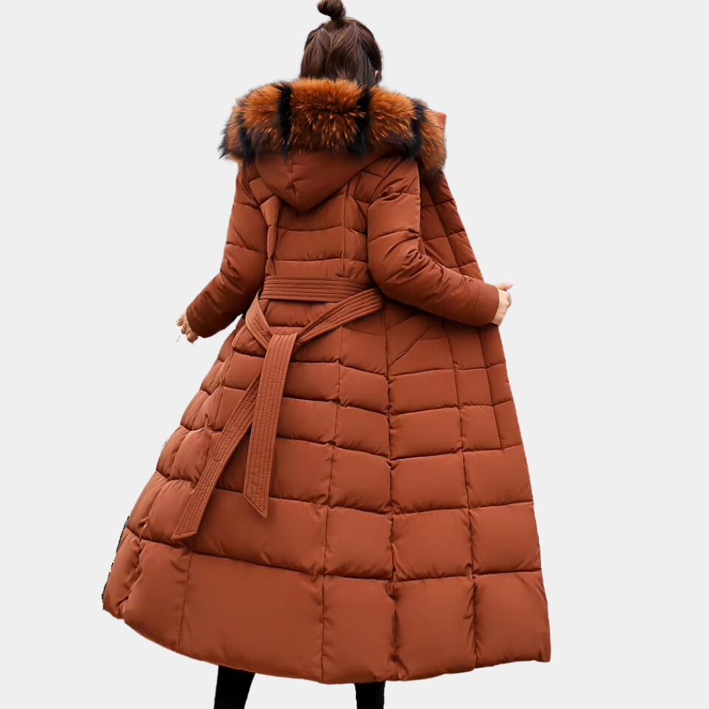 Mae | Women's Belted Long Puffer Coat - Image 2