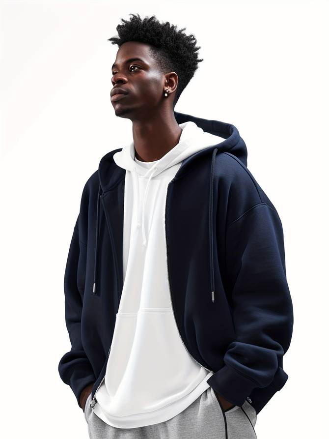 Harvey | Men's Oversized Full Zip Hoodie Jacket - Image 11