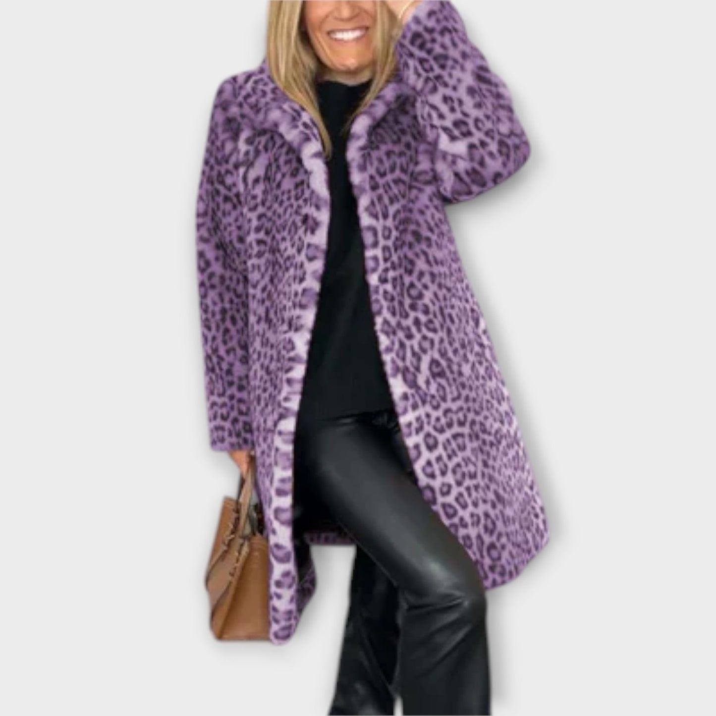 Fern | Women's Long Leopard Print Coat - Image 4