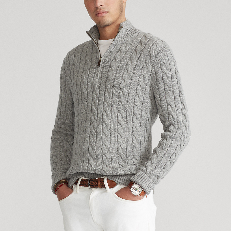 Elijah | Men's Quarter-Zip Cable Knit Sweater - Image 2
