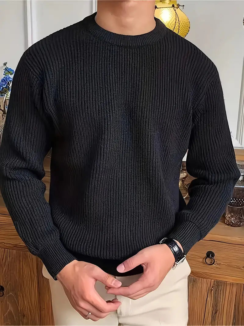 Danny | Men's Crew Neck Ribbed Sweater - Image 2