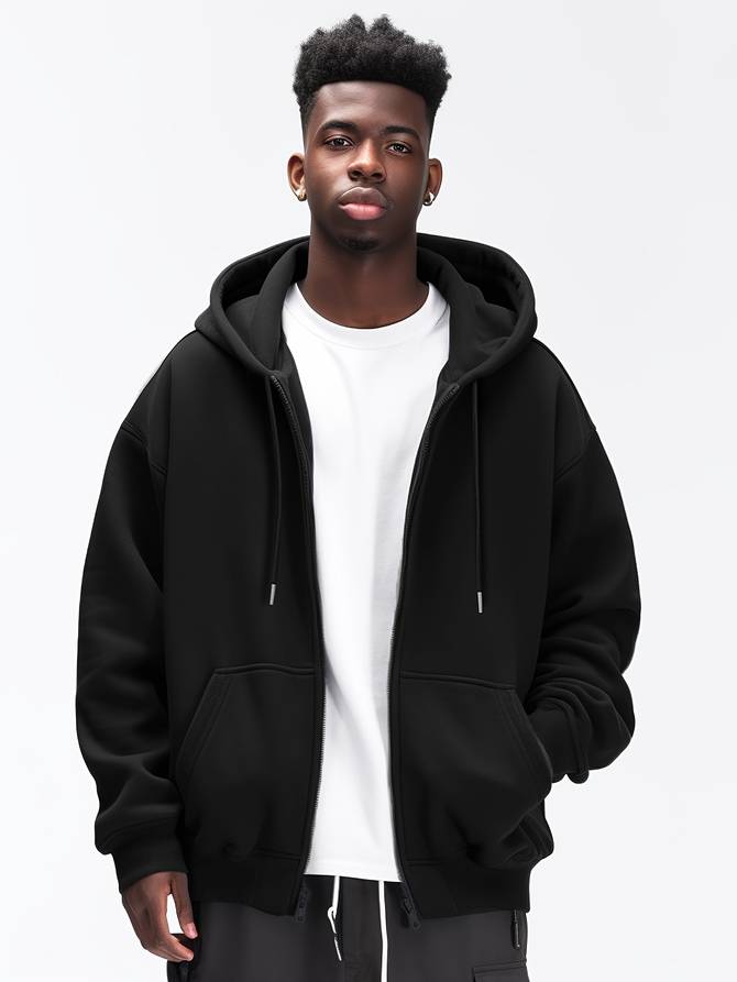Harvey | Men's Oversized Full Zip Hoodie Jacket - Image 8