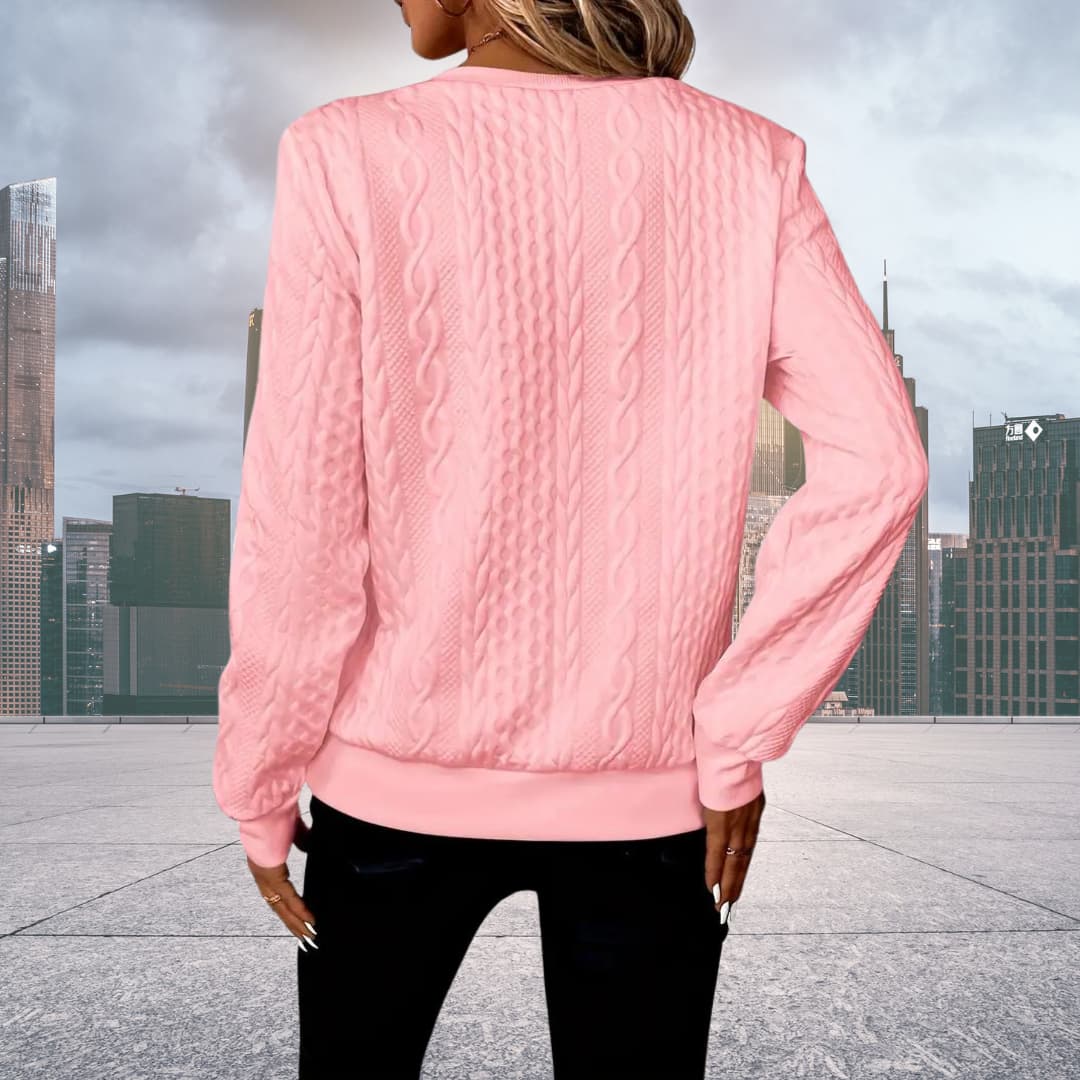 Valerie | Women's Cable Knit Quarter Zip Sweater - Image 5