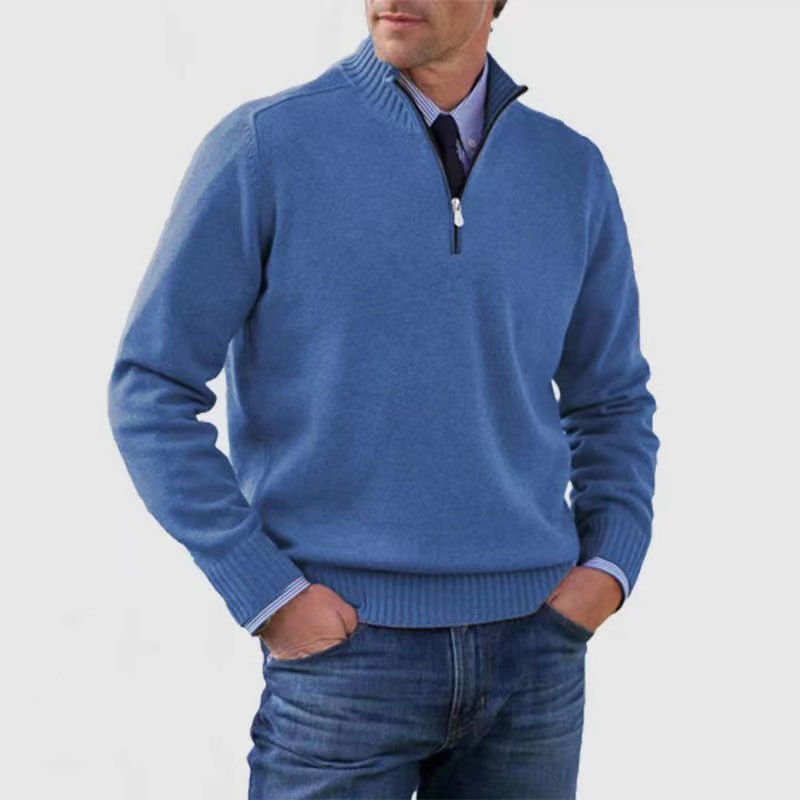 Dallas | Men's Quarter Zip Ribbed Knit Sweater - Image 6
