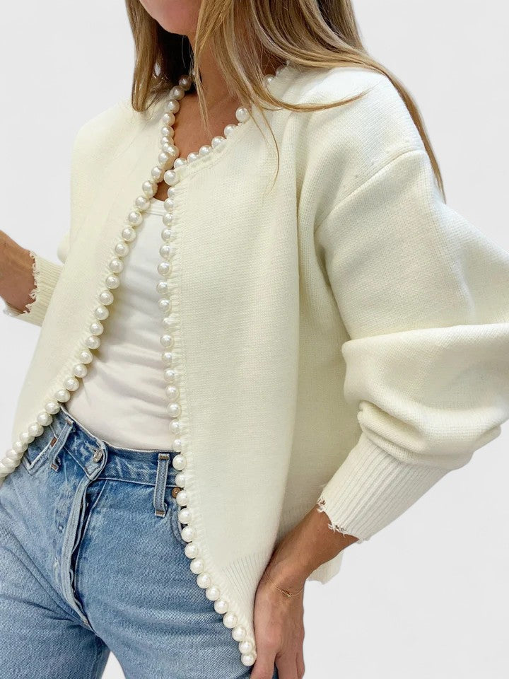 Scarlett | Women's Pearl Trim Cardigan Jacket - Image 1