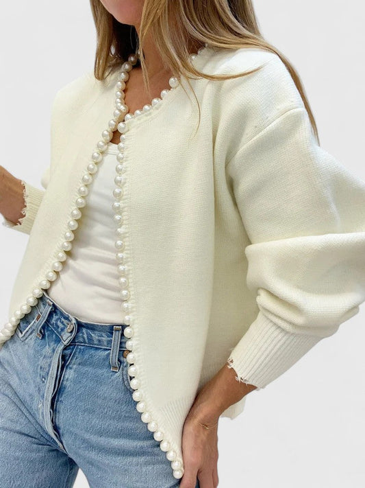 Scarlett | Women's Pearl Trim Cardigan Jacket - Image 1