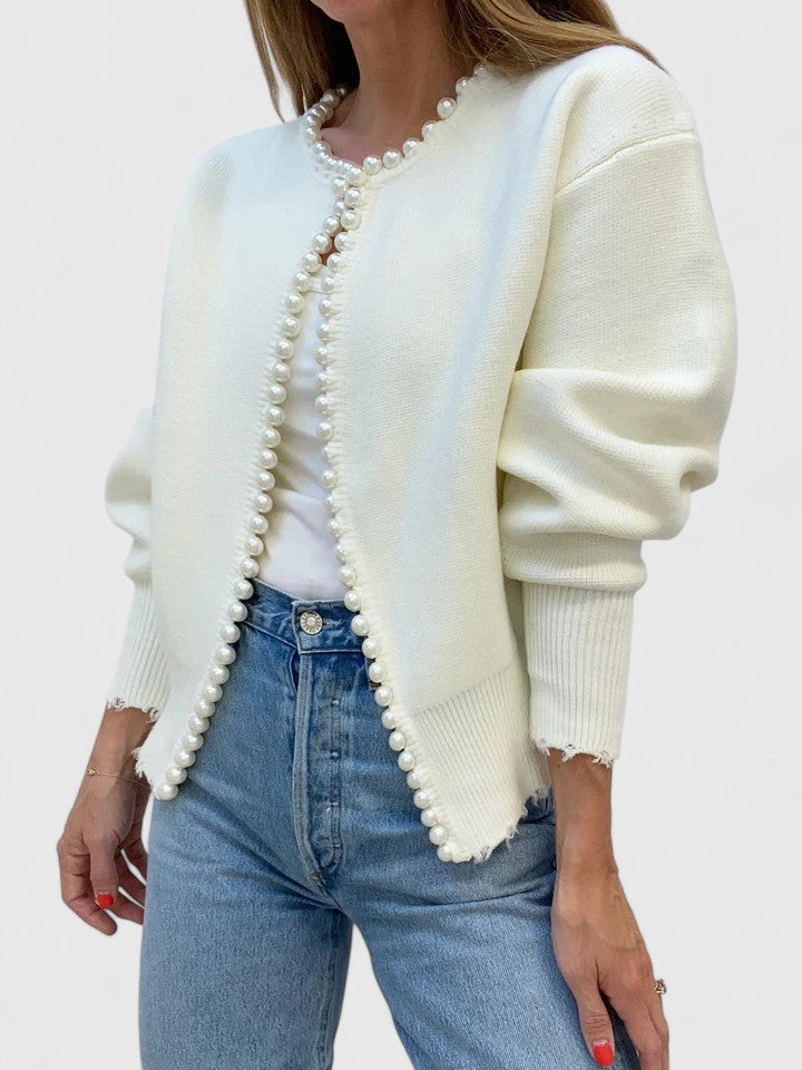 Scarlett | Women's Pearl Trim Cardigan Jacket - Image 2