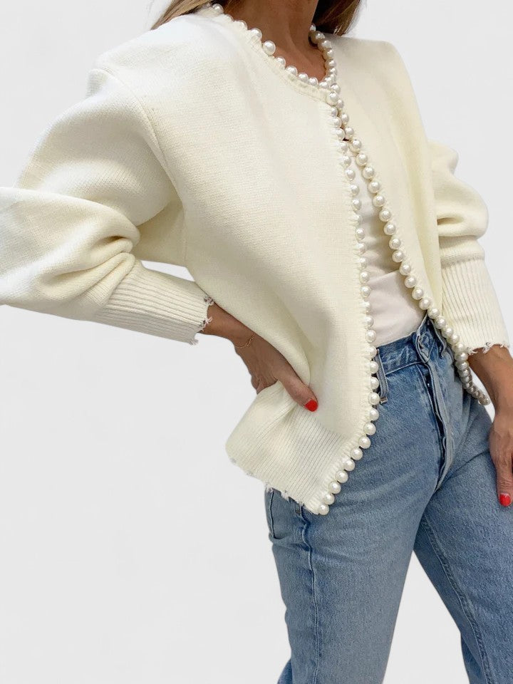 Scarlett | Women's Pearl Trim Cardigan Jacket - Image 4