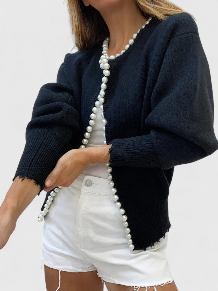 Scarlett | Women's Pearl Trim Cardigan Jacket - Image 6
