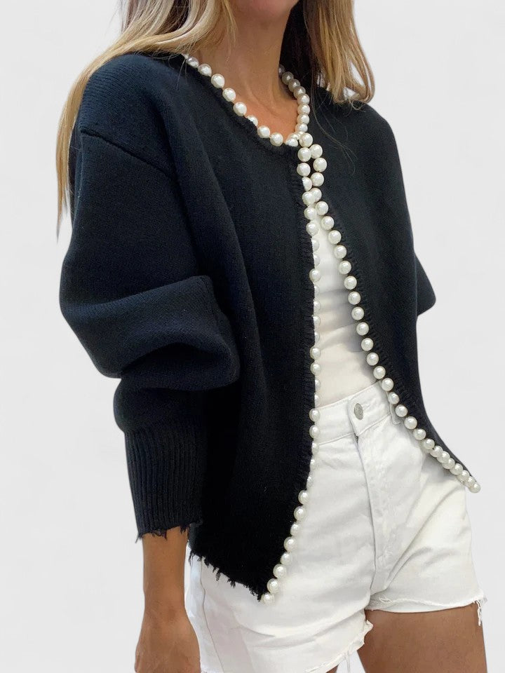 Scarlett | Women's Pearl Trim Cardigan Jacket - Image 7