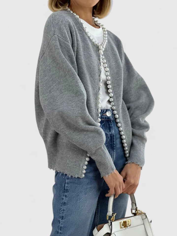 Scarlett | Women's Pearl Trim Cardigan Jacket - Image 8