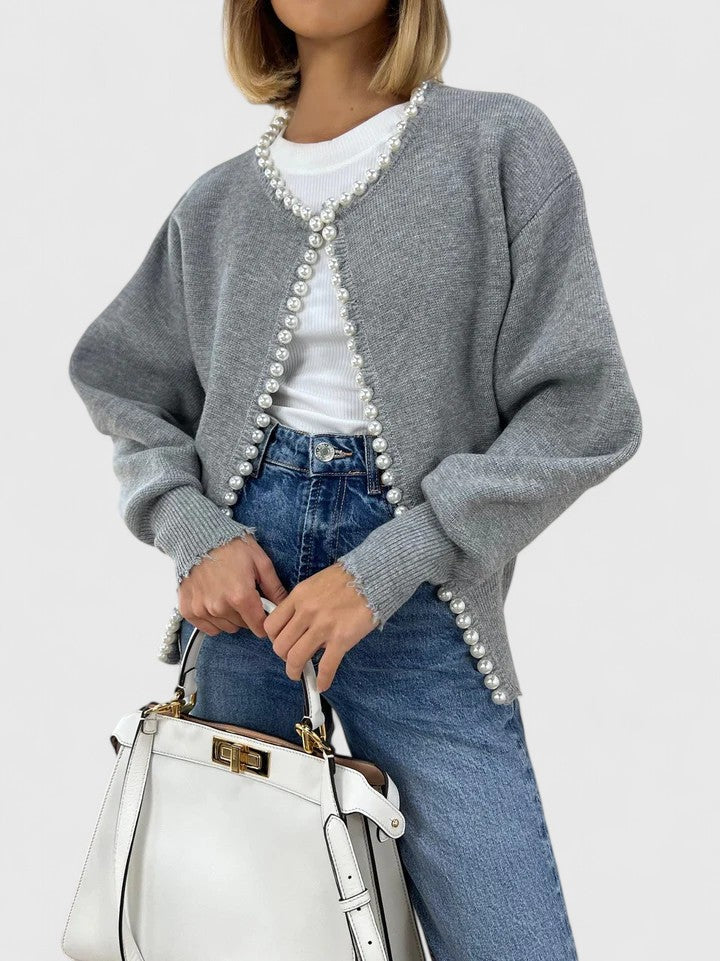 Scarlett | Women's Pearl Trim Cardigan Jacket - Image 9