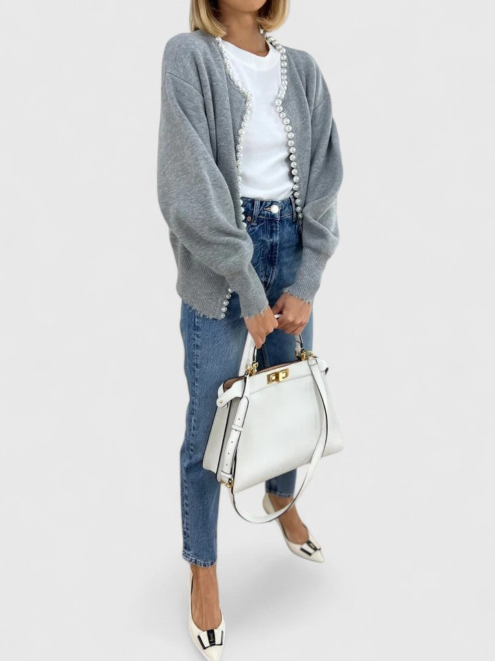 Scarlett | Women's Pearl Trim Cardigan Jacket - Image 10