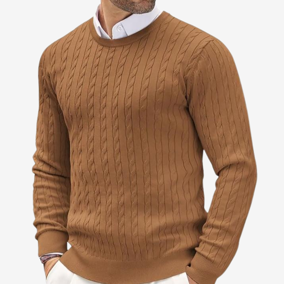 Laurence | Men's Cable Knit Crew Neck Sweater - Image 6
