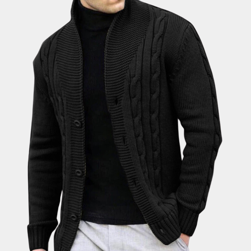 Wayne | Men's Button-Down Cable Knit Jacket - Image 2