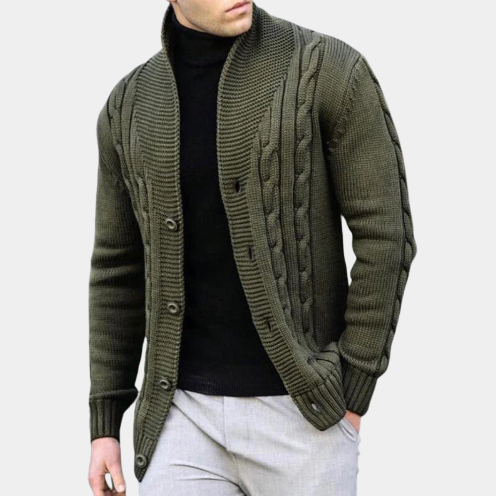 Wayne | Men's Button-Down Cable Knit Jacket - Image 4