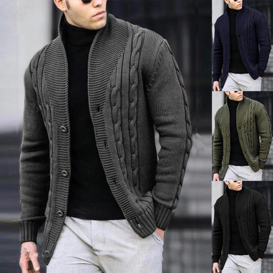 Wayne | Men's Button-Down Cable Knit Jacket - Image 1