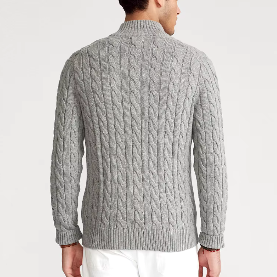 Elijah | Men's Quarter-Zip Cable Knit Sweater - Image 3
