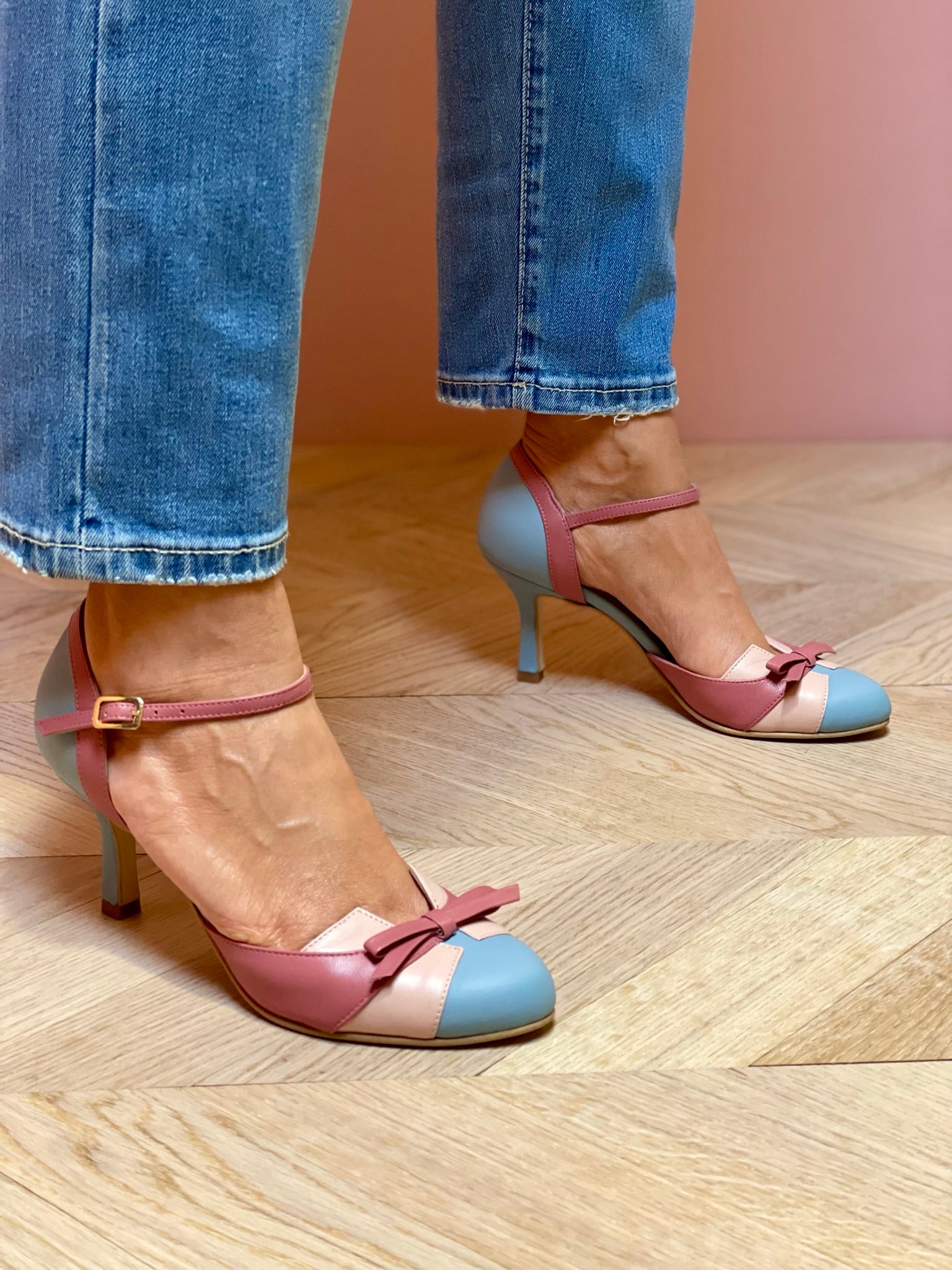 Women's Ankle Strap Mid Heel Shoes - Image 6