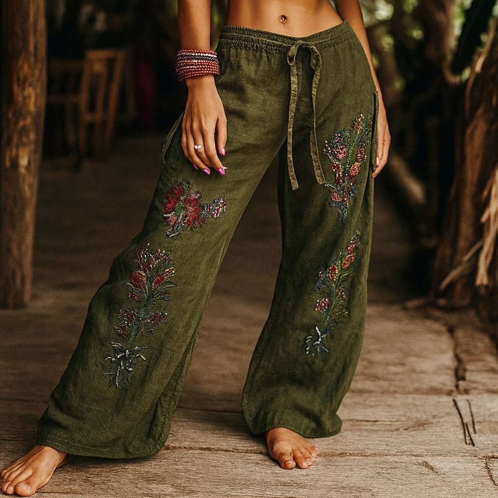 Patty | Women's Wide Leg Boho Pants - Image 3