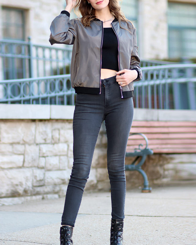 Donna | Women's Lightweight Zip-Up Bomber Jacket - Image 4