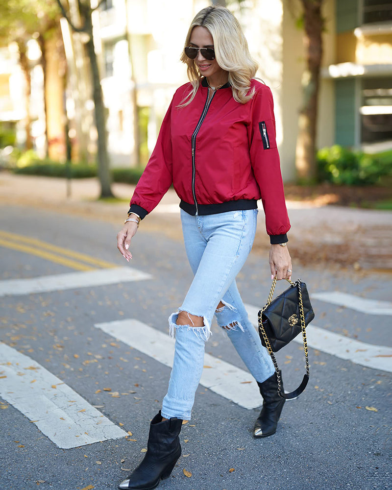 Donna | Women's Lightweight Zip-Up Bomber Jacket - Image 2