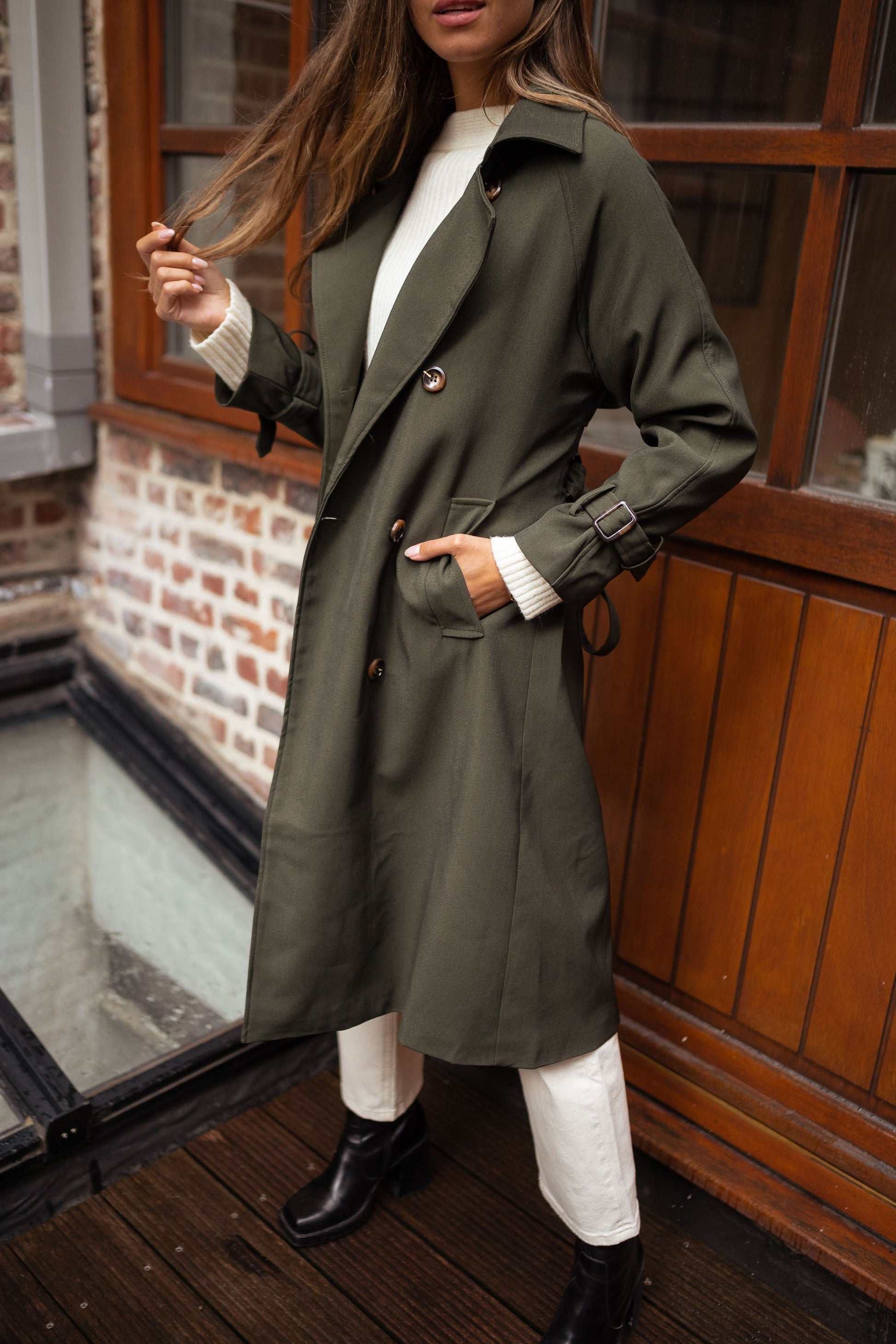 Hailey | Women's Double Breasted Long Coat - Image 14