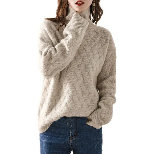 Dawn | Women's Turtleneck Textured Knit Sweater - Image 1