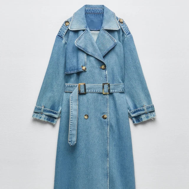 Liliana | Women's Oversized Denim Trench Coat - Image 4